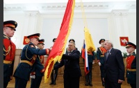 Церемония передачи копий боевых знамен воинских формирований